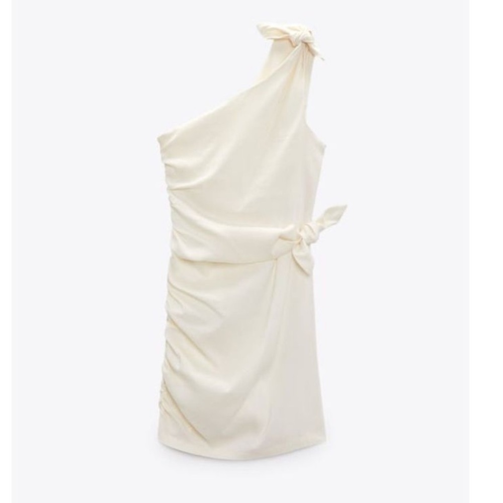 ZARA linen ASYMMETRICAL DRESS WITH TIES
